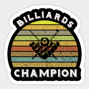 Billiards champion - retro sunset design Sticker